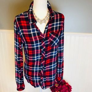 Beachlunchlounge red and blue plaid flannel